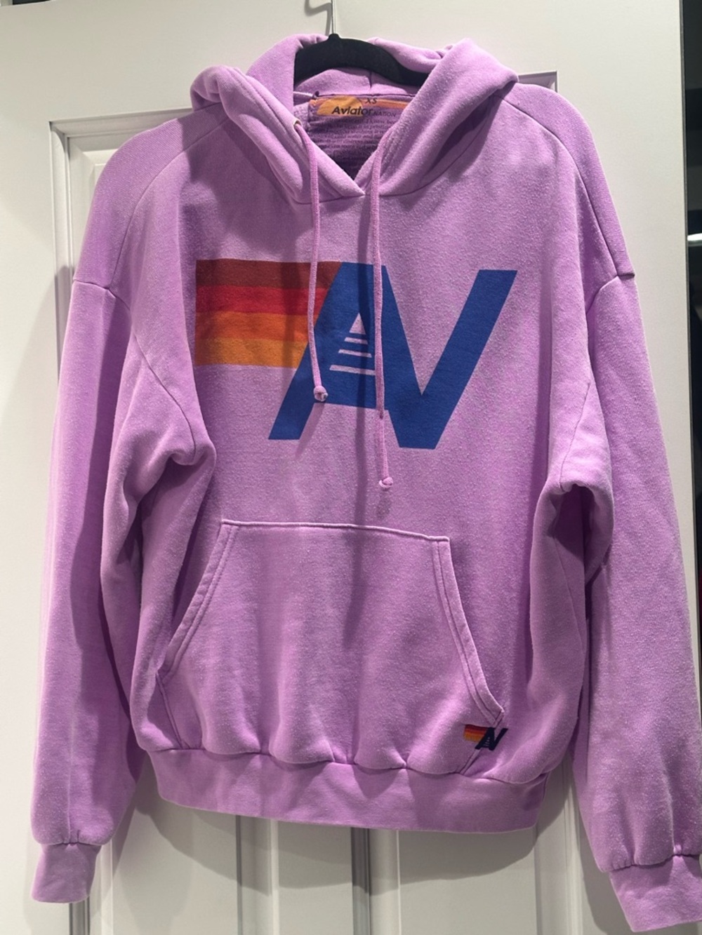 Aviator Nation LOGO PULLOVER RELAXED HOODIE - NEON PURPLE XS - Picture 2 of 4